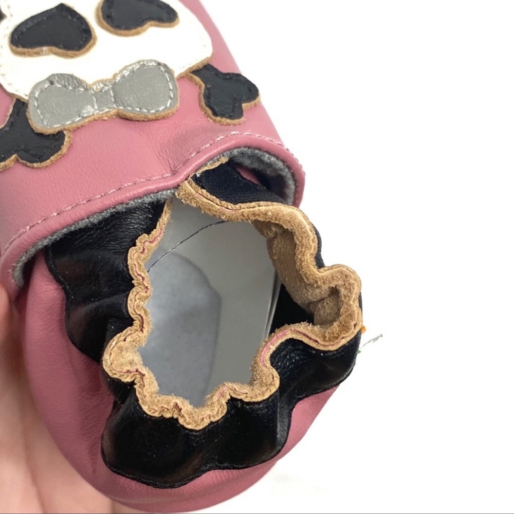 Momo Soft Sole Leather Baby Shoes Pink Skull Bow Size 12 to 18 months - Picture 8 of 14